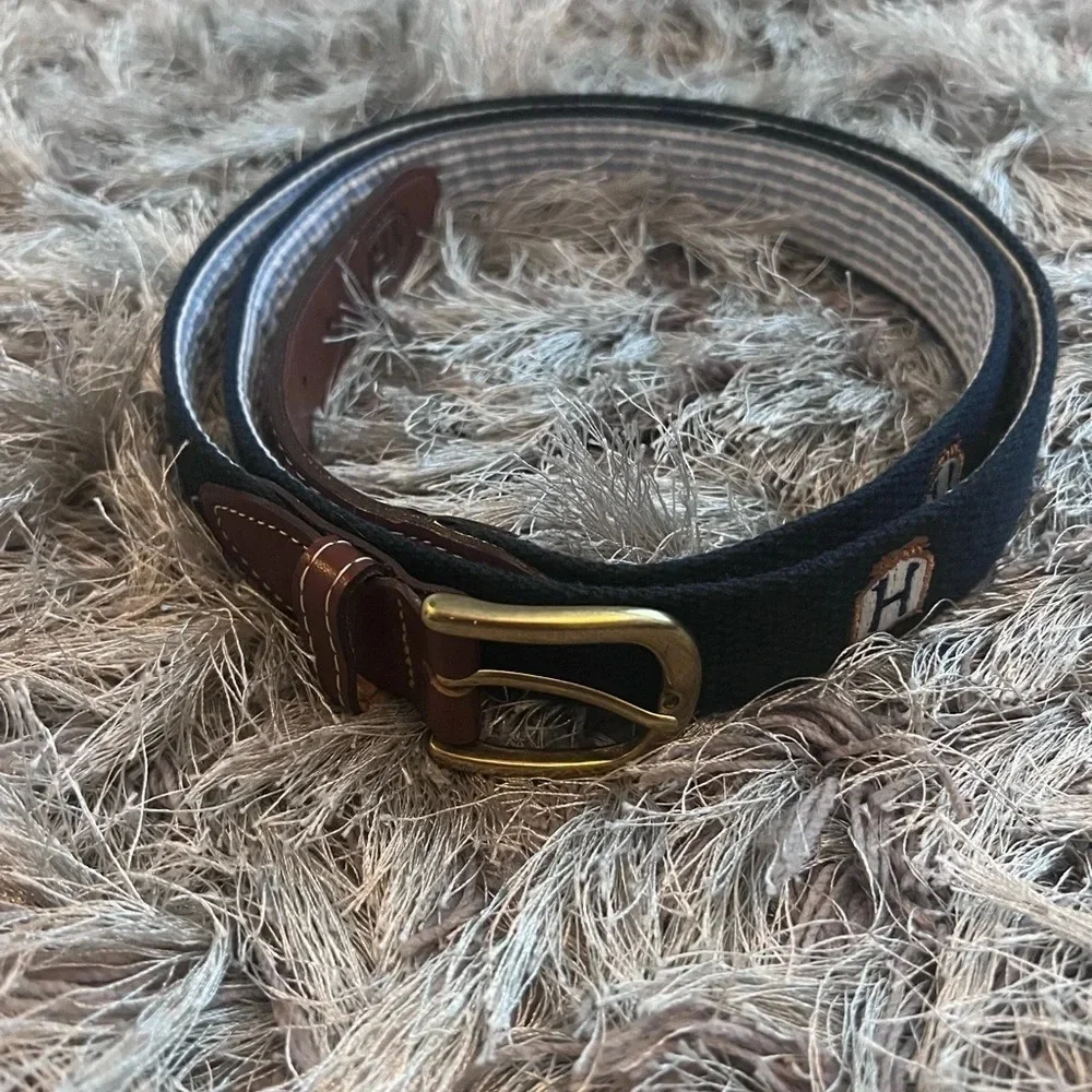 YRI Men’s Golf Belt Size 50 Leather Brass Buckle The Hamlet H NY Made In USA